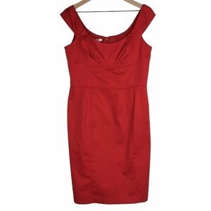 MAGGY LONDON Dress Sheath Bodycon Sleeveless Fitted Solid Red Wedding Guest 12
